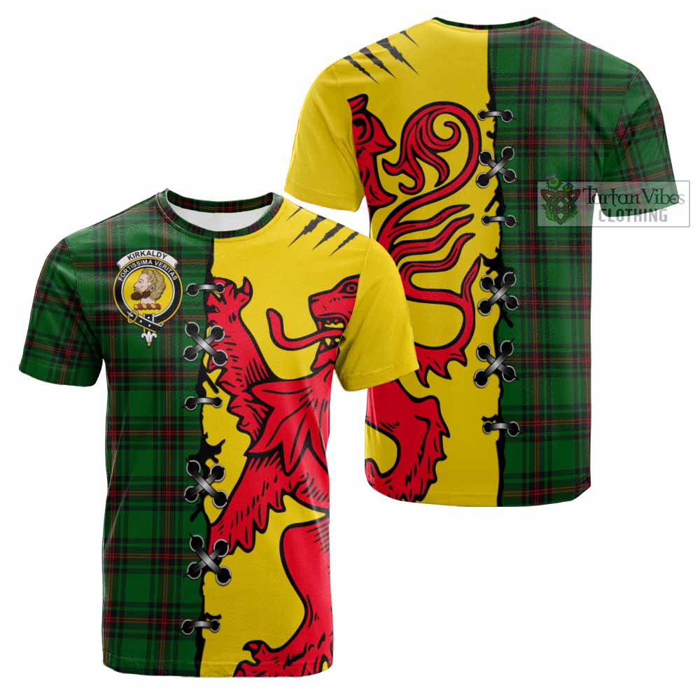 Kirkaldy Tartan Family Crest Cotton T-shirt Lion Rampant Honor - Tartan Vibes Clothing