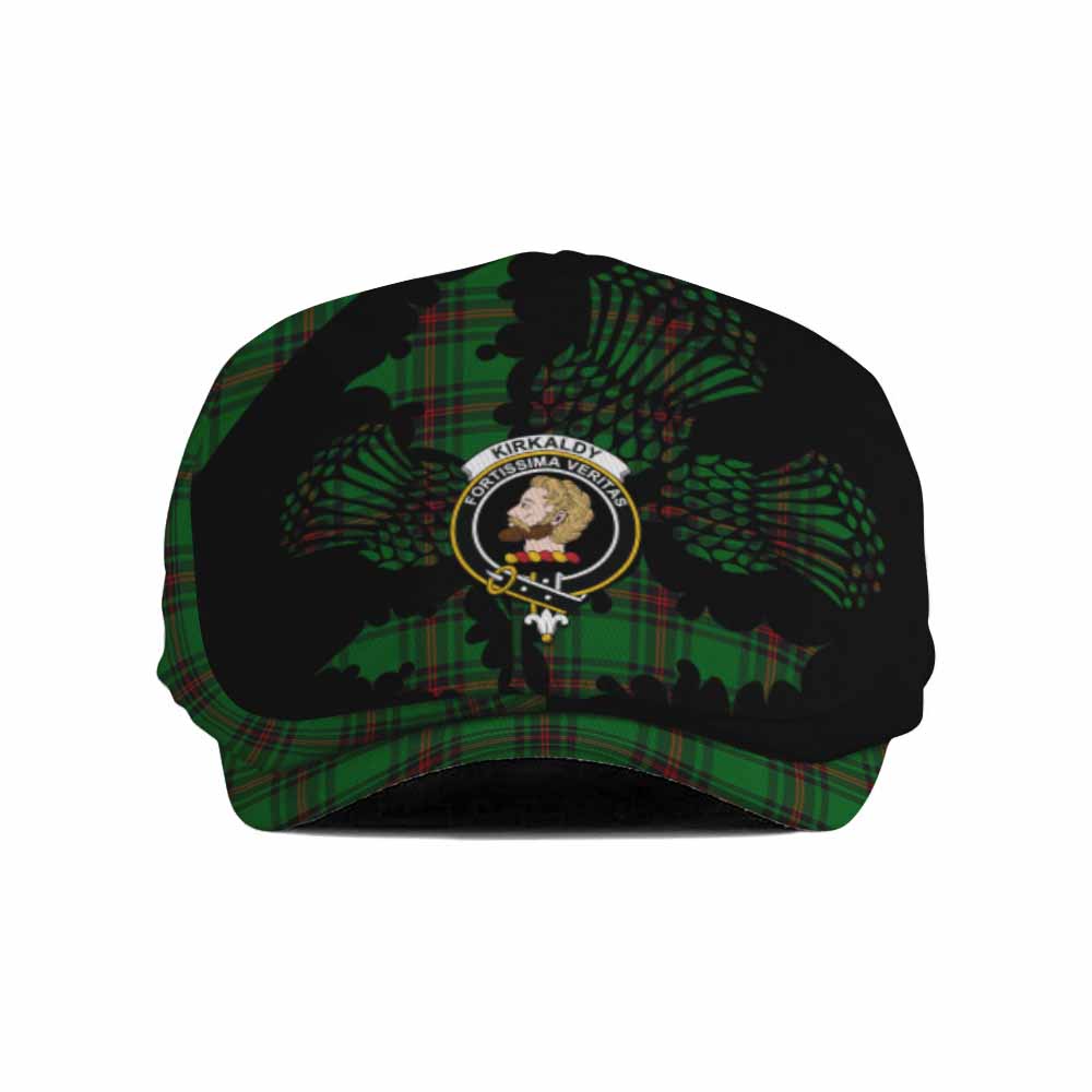 Kirkaldy Tartan Family Crest Flat Cap, Jeff Cap Scotland Thistle Floral