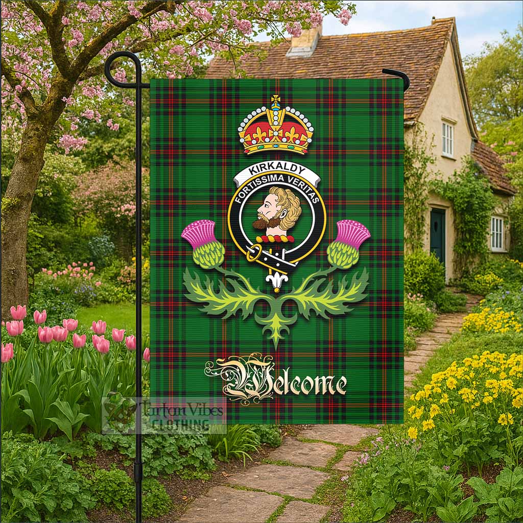 Kirkaldy Tartan Family Crest Garden Flag Royal Thistle Welcome Style - Tartan Vibes Clothing