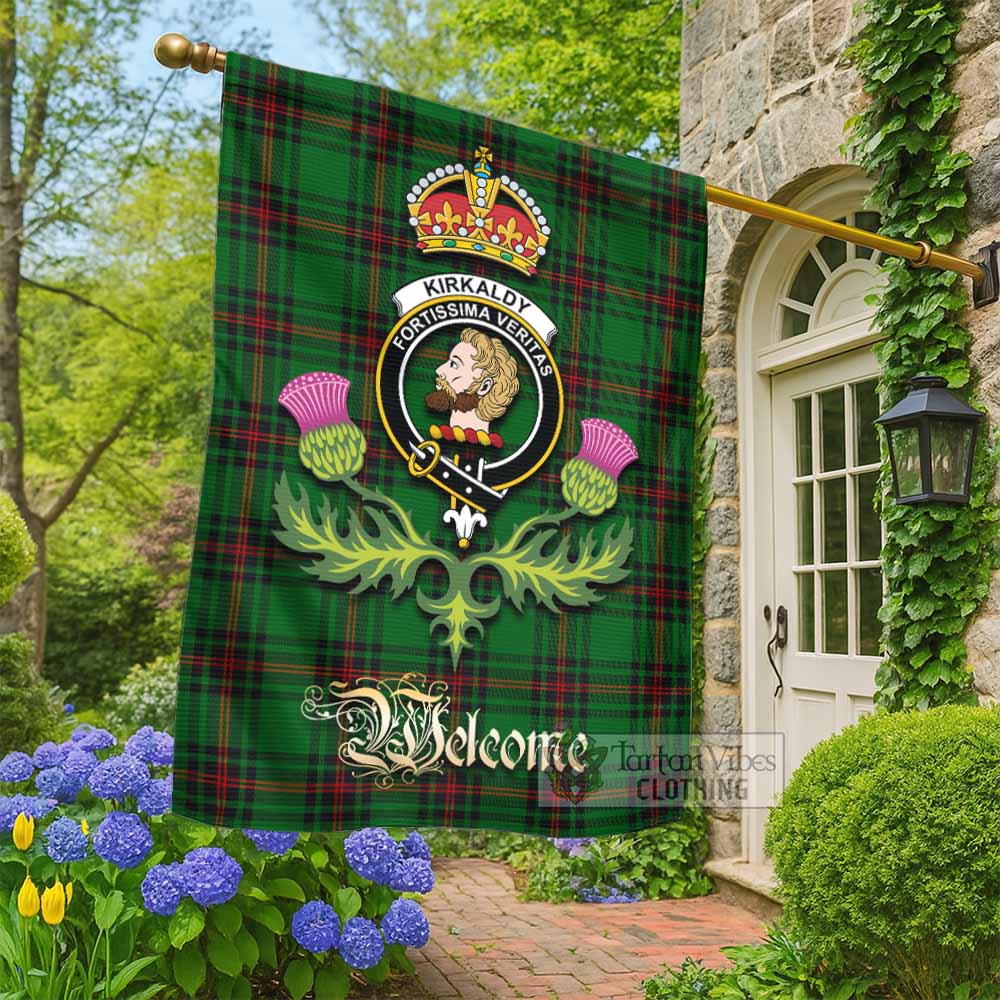 Kirkaldy Tartan Family Crest Garden Flag Royal Thistle Welcome Style - Tartan Vibes Clothing
