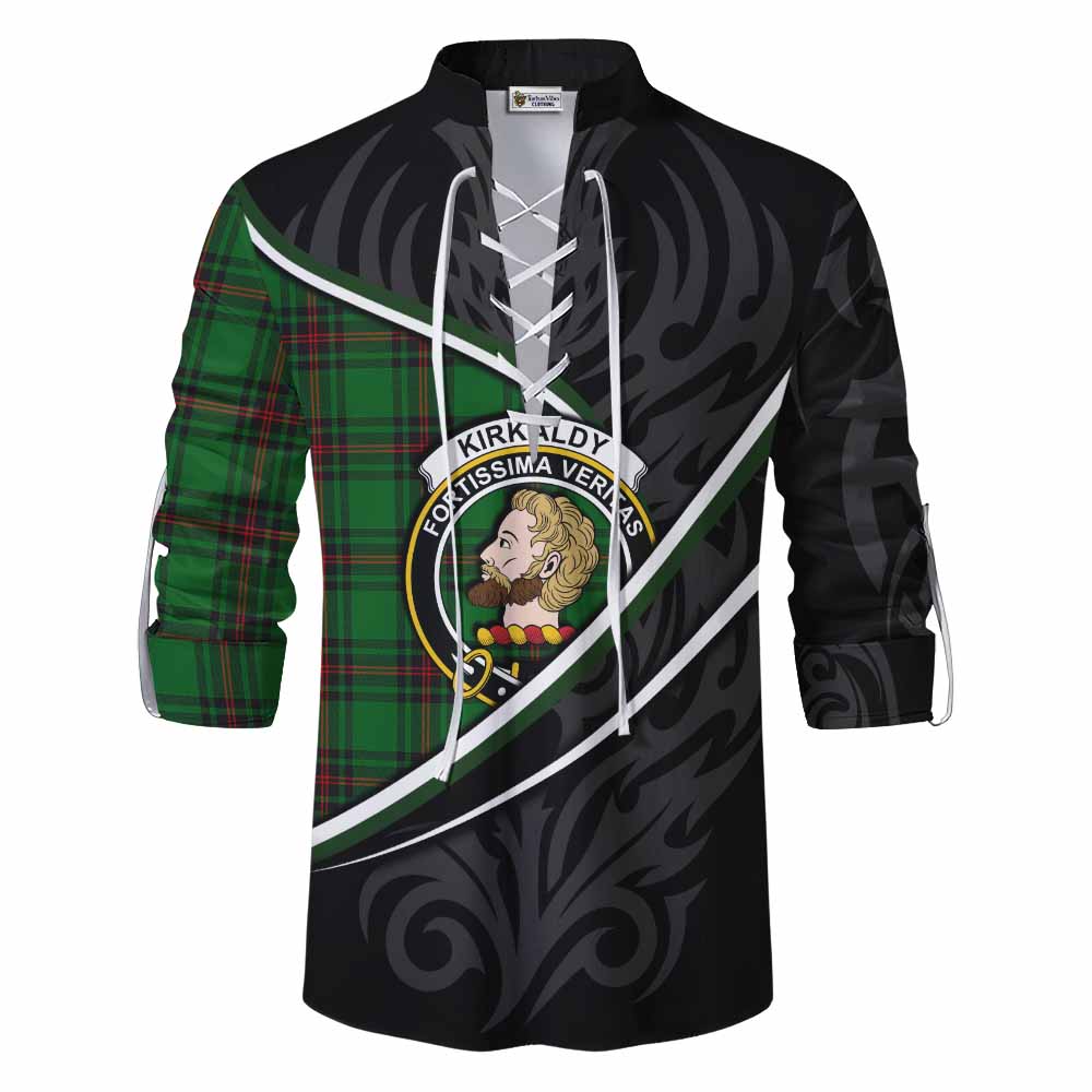 Kirkaldy Tartan Family Crest Ghillie Kilt Shirt Celtic Scottish Thistle Floral - Tartan Vibes Clothing