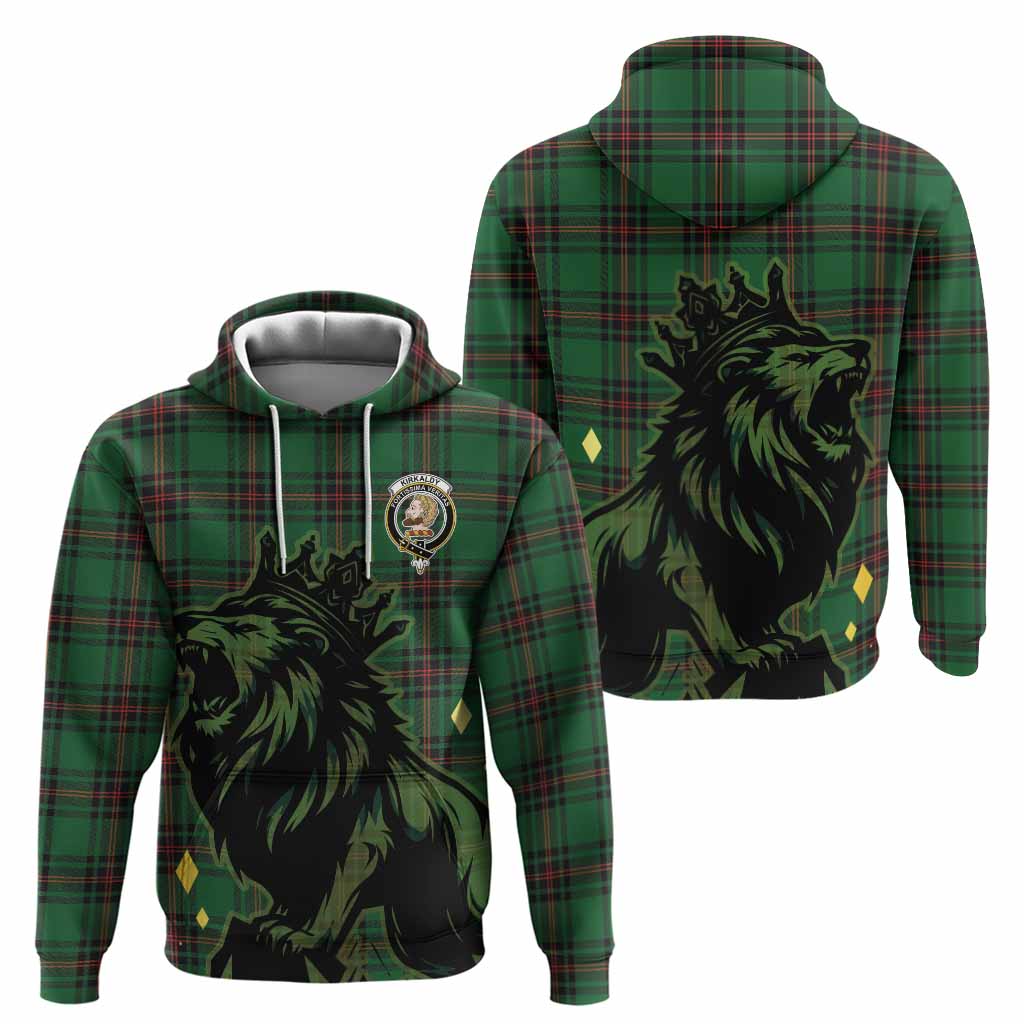 Kirkaldy Tartan Family Crest Hoodie Crowned Lion Roaring
