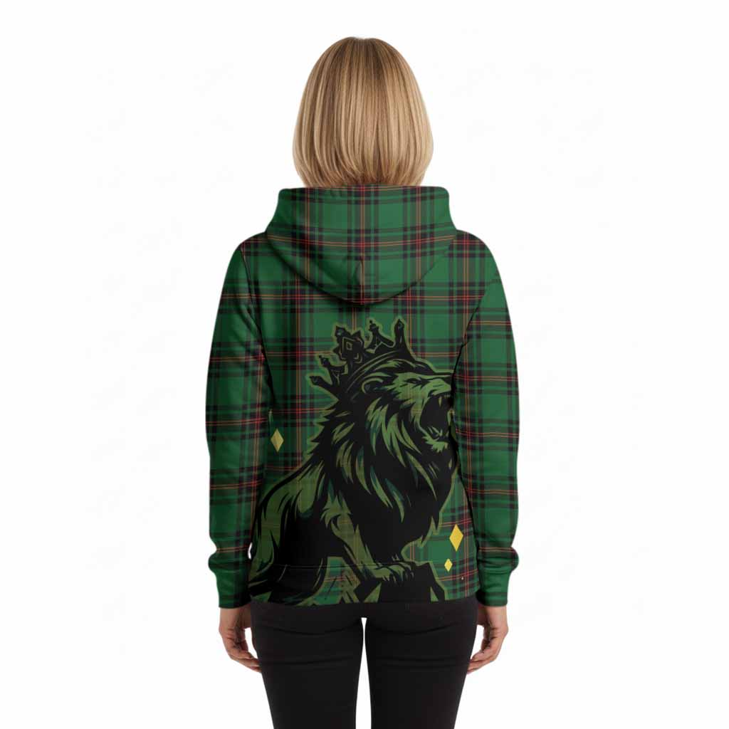 Kirkaldy Tartan Family Crest Hoodie Crowned Lion Roaring