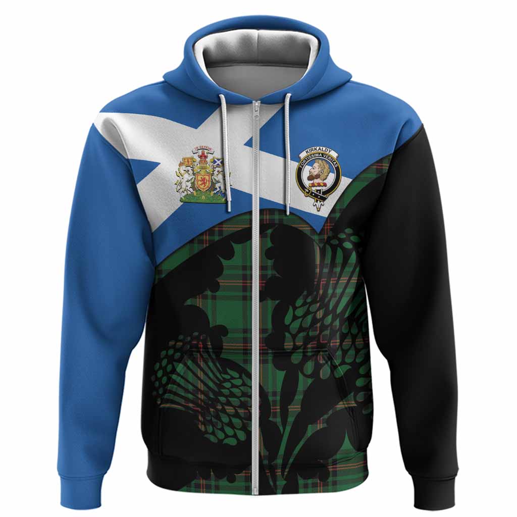 Kirkaldy Tartan Family Crest Hoodie Scotland Thistle Floral Flag Style