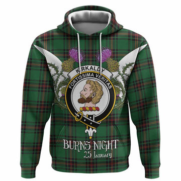 Kirkaldy Tartan Family Crest Hoodie Scottish Burns Night Thistle Floral