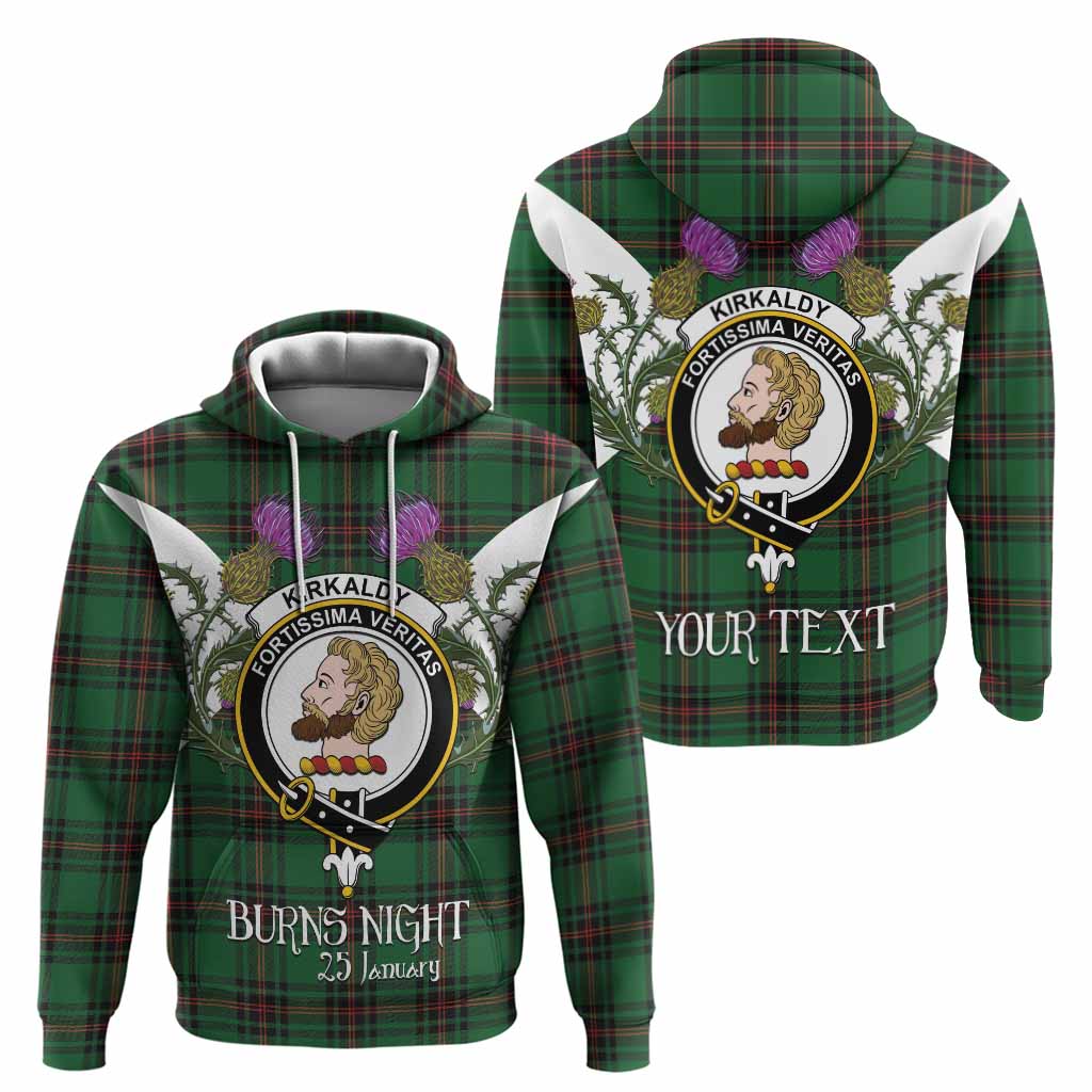 Kirkaldy Tartan Family Crest Hoodie Scottish Burns Night Thistle Floral