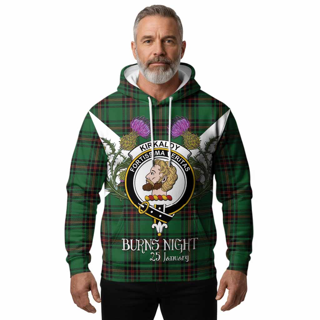 Kirkaldy Tartan Family Crest Hoodie Scottish Burns Night Thistle Floral