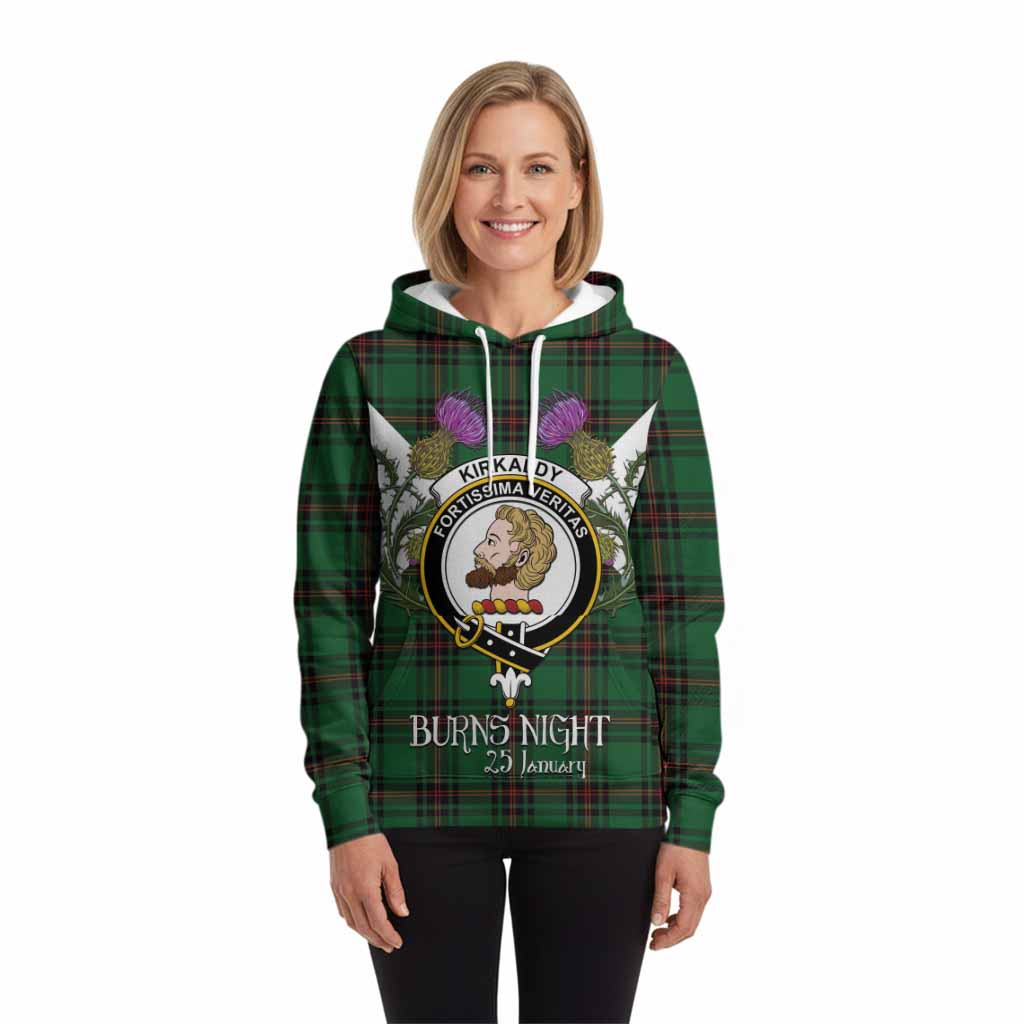 Kirkaldy Tartan Family Crest Hoodie Scottish Burns Night Thistle Floral