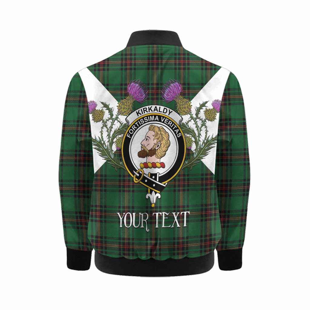 Kirkaldy Tartan Family Crest Kid Bomber Jacket Scottish Burns Night Thistle Floral