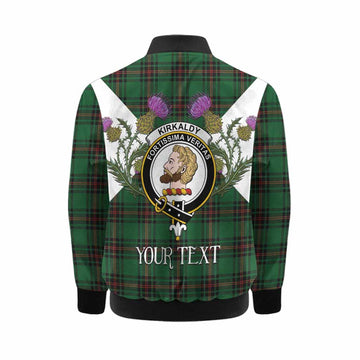 Kirkaldy Tartan Family Crest Kid Bomber Jacket Scottish Burns Night Thistle Floral