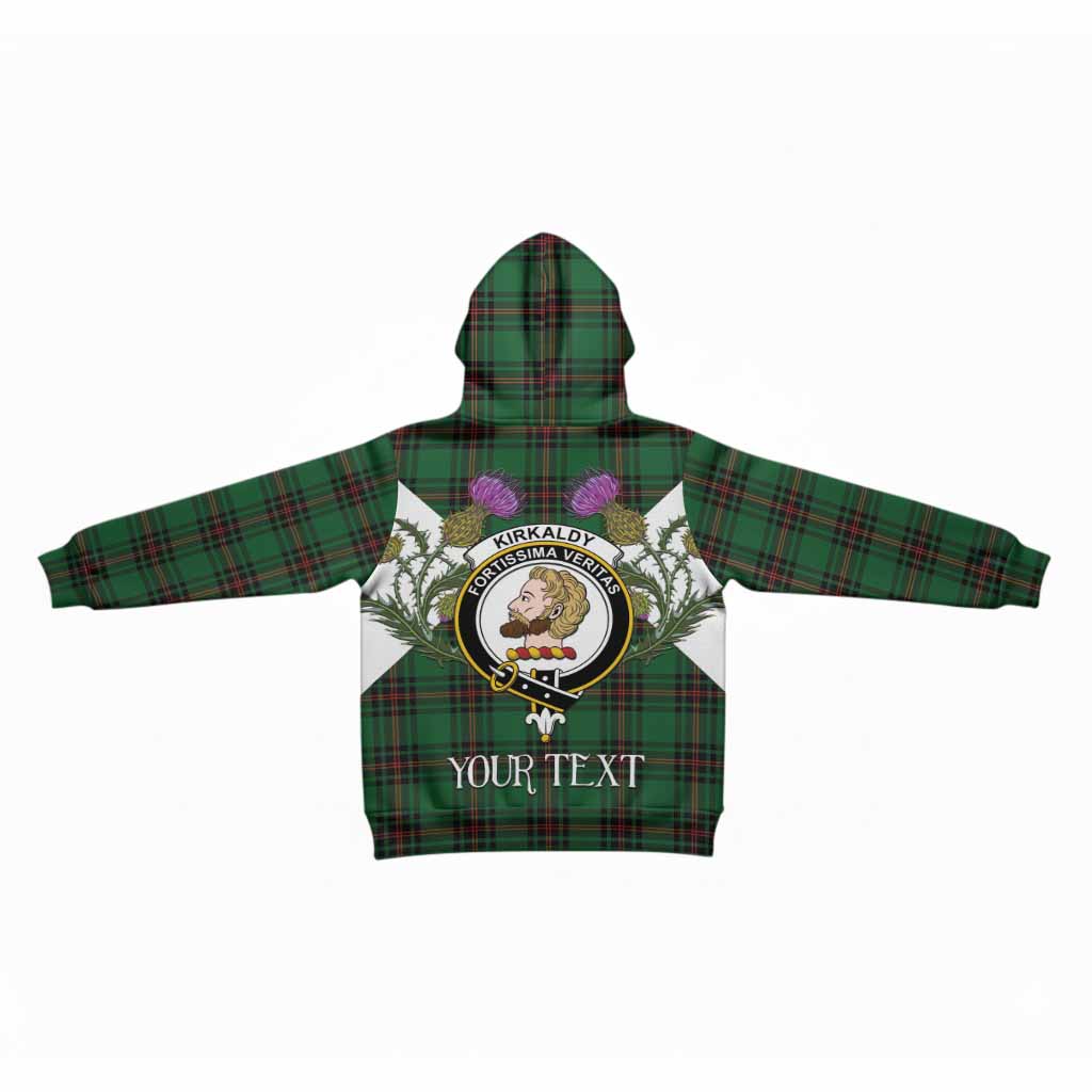 Kirkaldy Tartan Family Crest Kid Hoodie Scottish Burns Night Thistle Floral