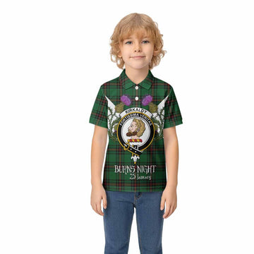 Kirkaldy Tartan Family Crest Kid Polo Shirt Scottish Burns Night Thistle Floral