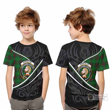 Kirkaldy Tartan Family Crest Kid T-shirt Celtic Scottish Thistle Floral