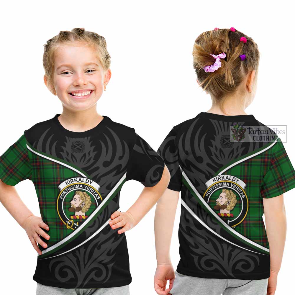 Kirkaldy Tartan Family Crest Kid T-shirt Celtic Scottish Thistle Floral - Tartan Vibes Clothing