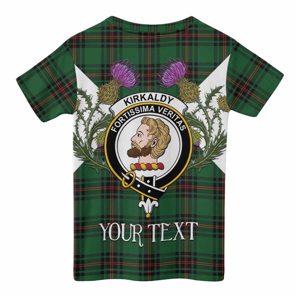 Kirkaldy Tartan Family Crest Kid T-shirt Scottish Burns Night Thistle Floral