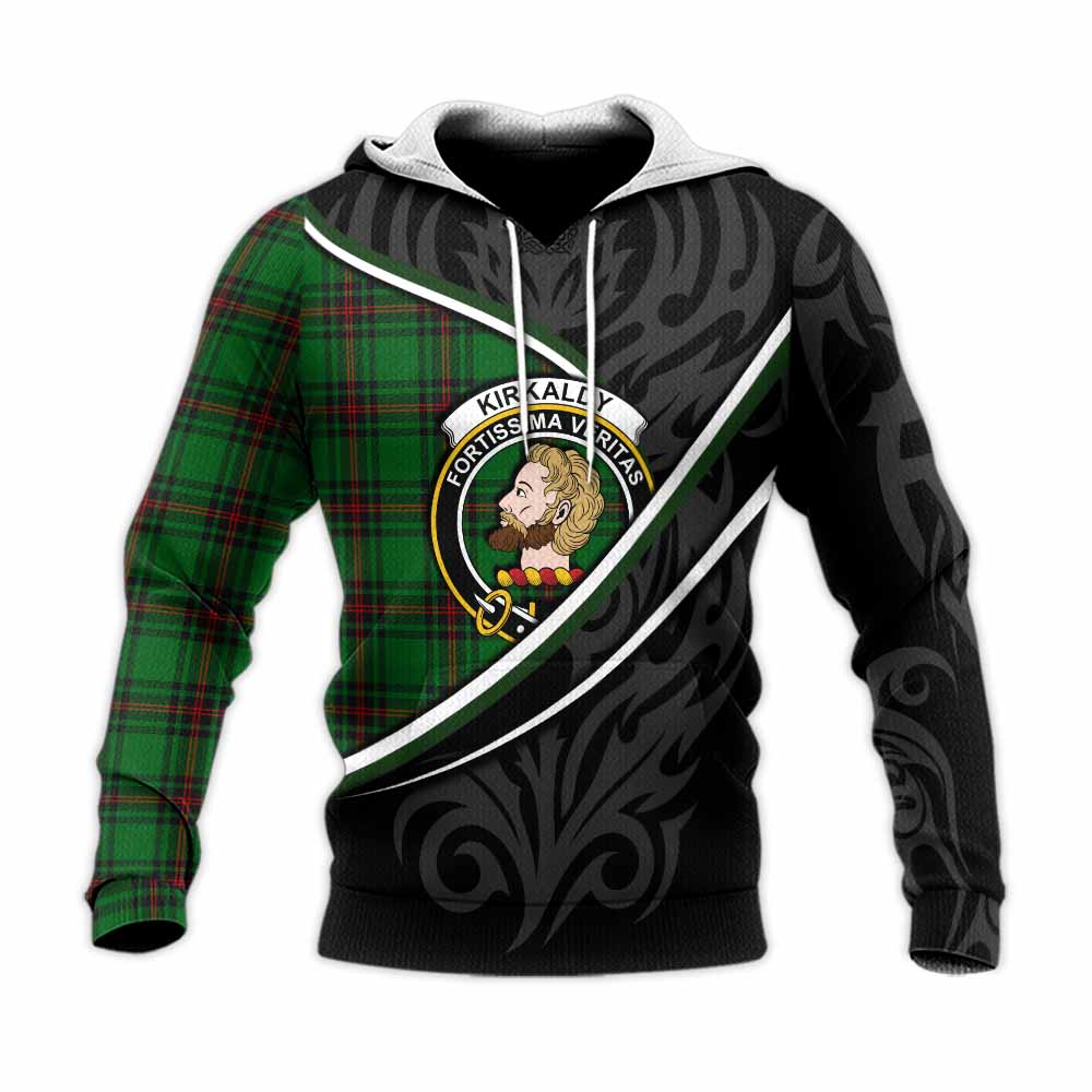 Kirkaldy Tartan Family Crest Knitted Hoodie Celtic Scottish Thistle Floral - Tartan Vibes Clothing