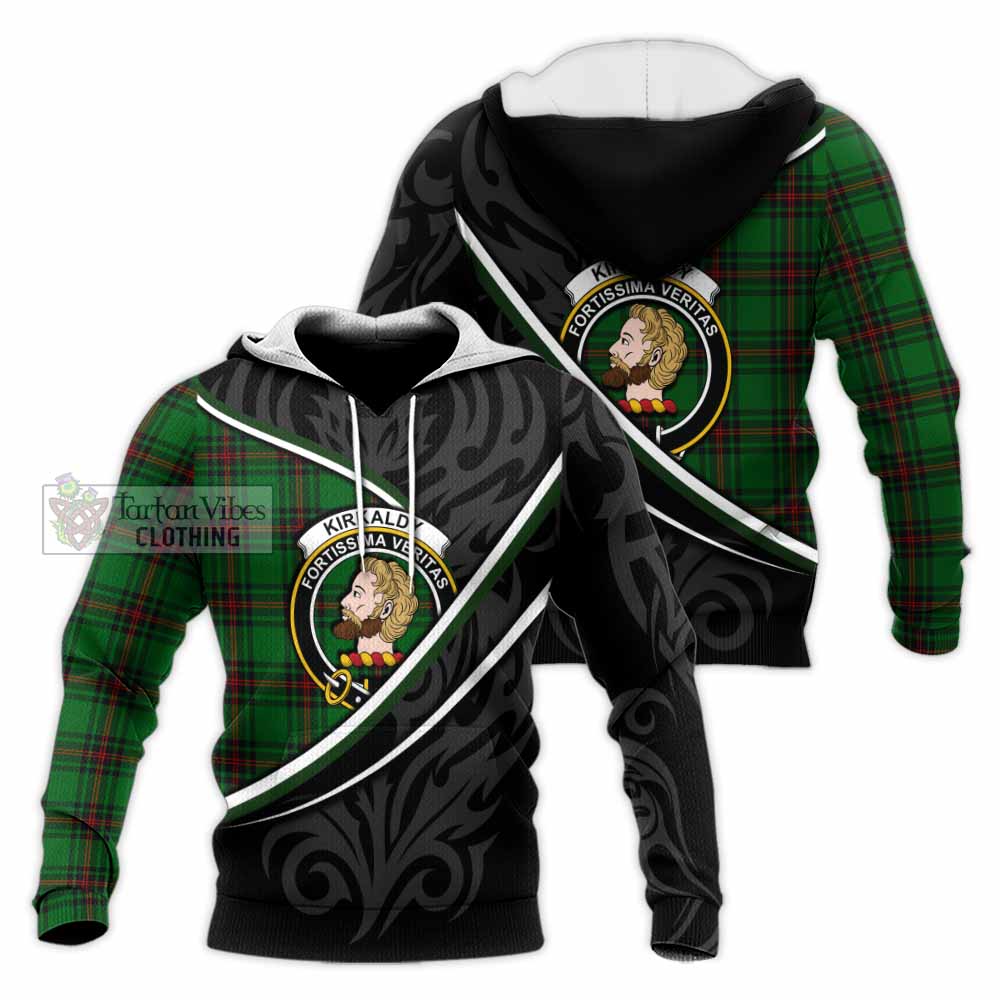 Kirkaldy Tartan Family Crest Knitted Hoodie Celtic Scottish Thistle Floral - Tartan Vibes Clothing