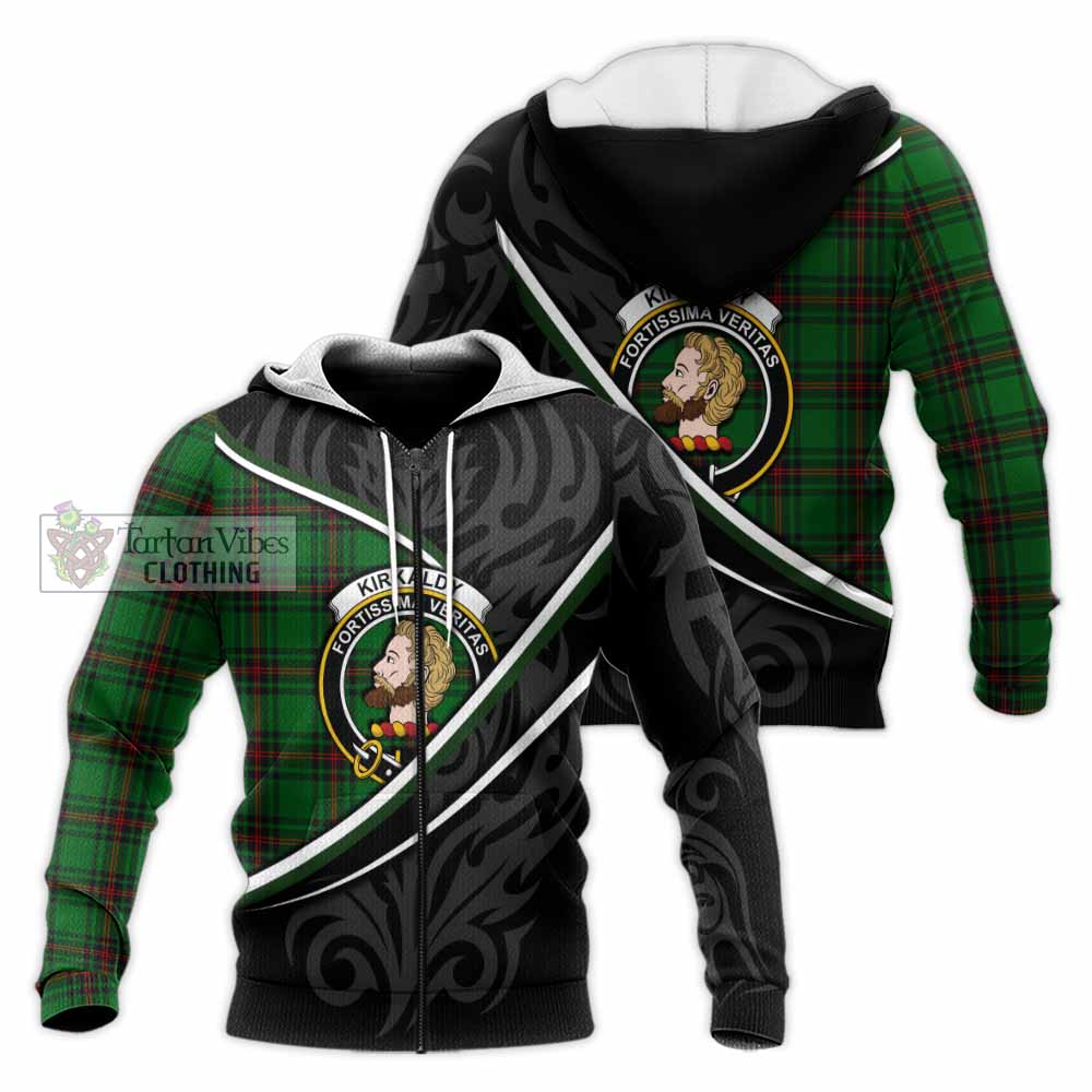 Kirkaldy Tartan Family Crest Knitted Hoodie Celtic Scottish Thistle Floral - Tartan Vibes Clothing