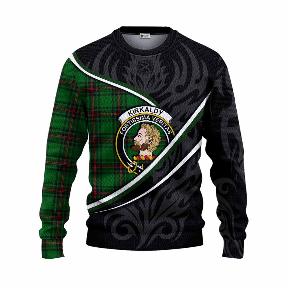 Kirkaldy Tartan Family Crest Knitted Sweater Celtic Scottish Thistle Floral - Tartan Vibes Clothing