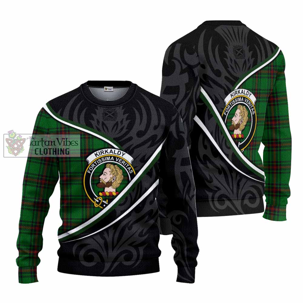 Kirkaldy Tartan Family Crest Knitted Sweater Celtic Scottish Thistle Floral - Tartan Vibes Clothing