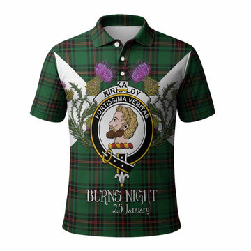 Kirkaldy Tartan Family Crest Polo Shirt Scottish Burns Night Thistle Floral