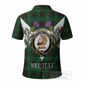 Kirkaldy Tartan Family Crest Polo Shirt Scottish Burns Night Thistle Floral