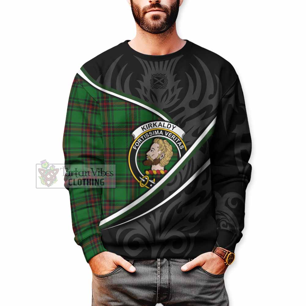 Kirkaldy Tartan Family Crest Sweatshirt Celtic Scottish Thistle Floral - Tartan Vibes Clothing