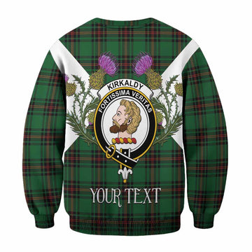 Kirkaldy Tartan Family Crest Sweatshirt Scottish Burns Night Thistle Floral