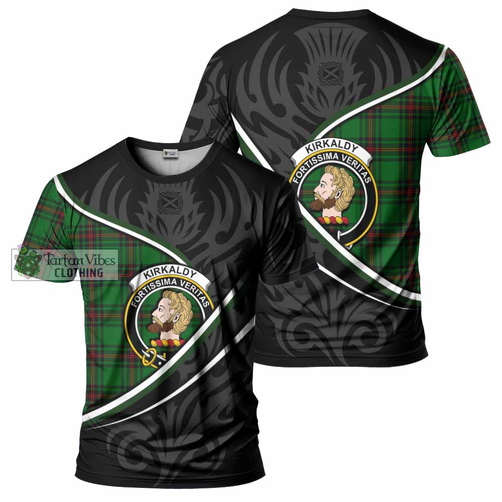 Kirkaldy Tartan Family Crest T-shirt Celtic Scottish Thistle Floral - Tartan Vibes Clothing