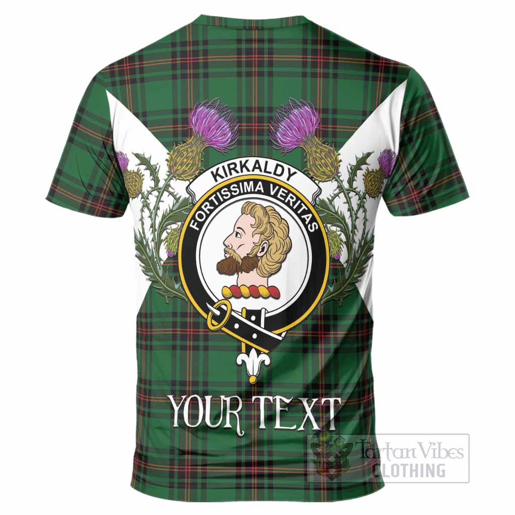 Kirkaldy Tartan Family Crest T-Shirt Scottish Burns Night Thistle Floral