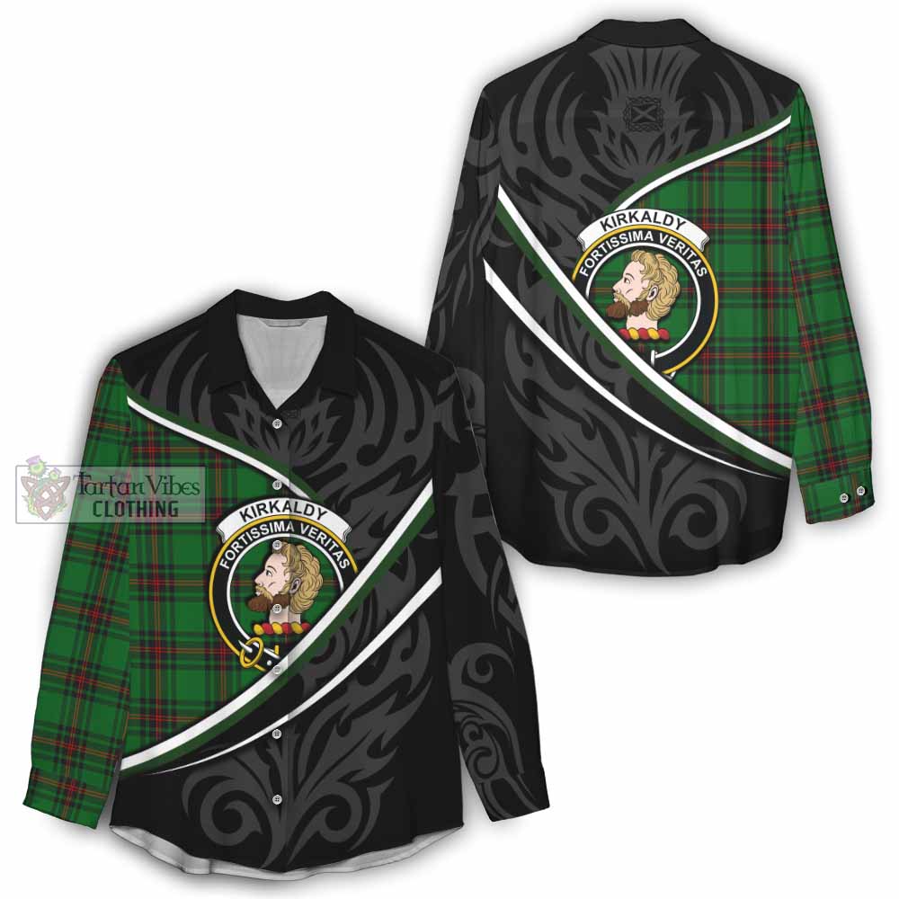 Kirkaldy Tartan Family Crest Women Casual Shirt Celtic Scottish Thistle Floral - Tartan Vibes Clothing