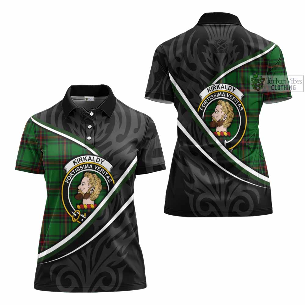 Kirkaldy Tartan Family Crest Women's Polo Shirt Celtic Scottish Thistle Floral - Tartan Vibes Clothing