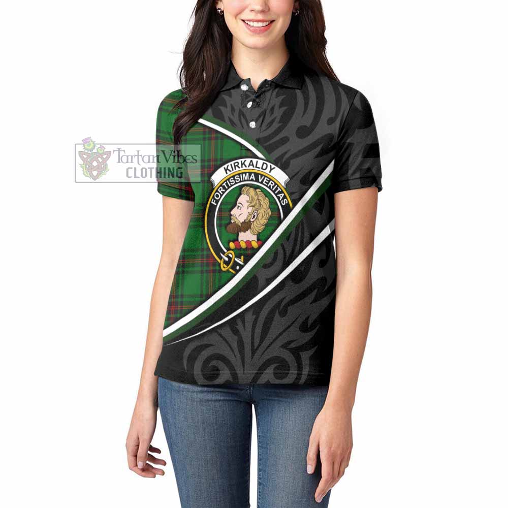 Kirkaldy Tartan Family Crest Women's Polo Shirt Celtic Scottish Thistle Floral - Tartan Vibes Clothing