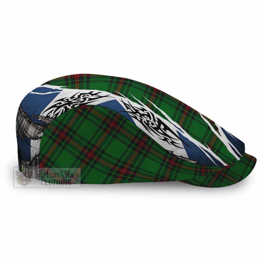 Kirkaldy Tartan Flat Cap, Jeff Cap Scotland Flag Ripped Tribal Design