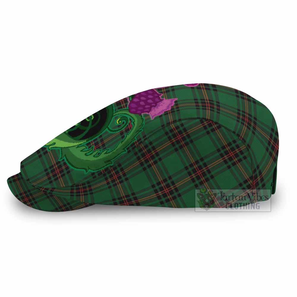 Kirkaldy Tartan Flat Cap, Jeff Cap Traditional Scottish Thistle
