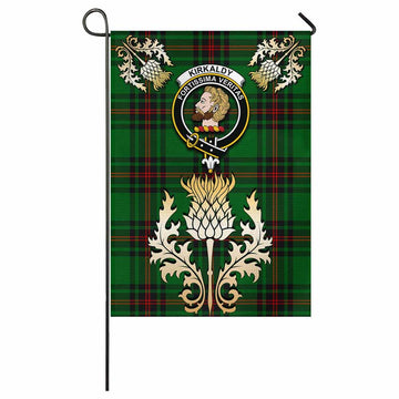 Kirkaldy Tartan Garden Flag with Golden Regal Scottish Thistle Emblem - Tartan Vibes Clothing