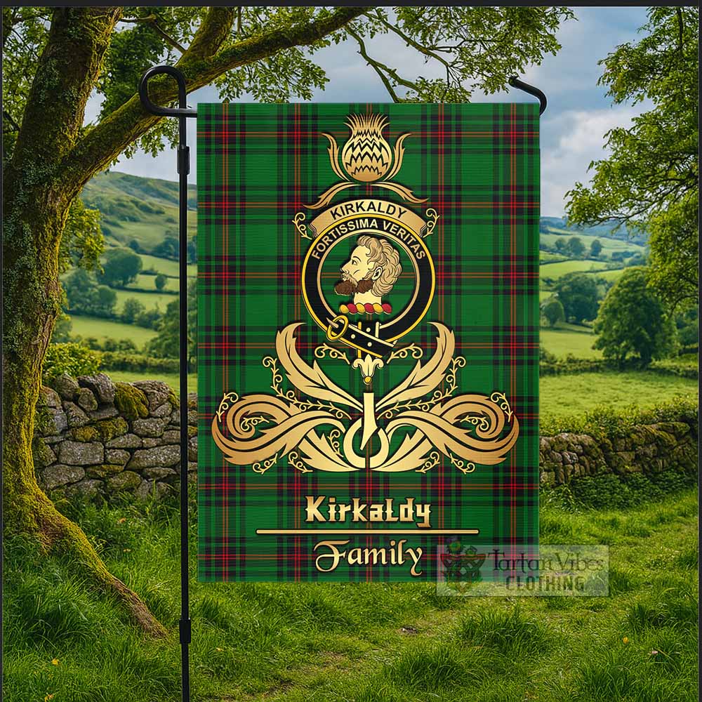 Kirkaldy Tartan Garden Flag with Highland Thistle Cherish Family Crest Style - Tartan Vibes Clothing
