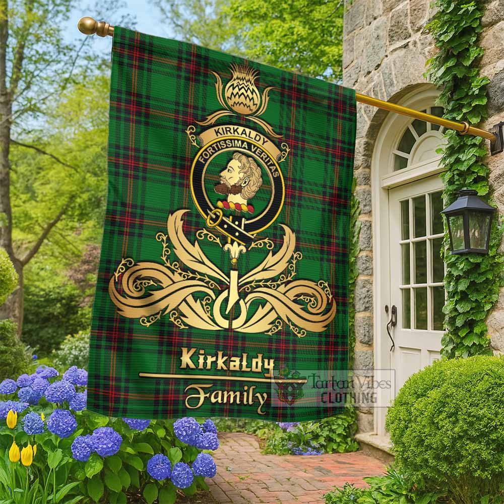 Kirkaldy Tartan Garden Flag with Highland Thistle Cherish Family Crest Style - Tartan Vibes Clothing