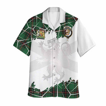 Kirkaldy Tartan Hawaiian Shirt with Family Crest and Lion Rampant Grunge Style