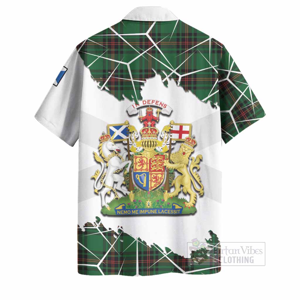 Kirkaldy Tartan Hawaiian Shirt with Family Crest and Lion Rampant Grunge Style