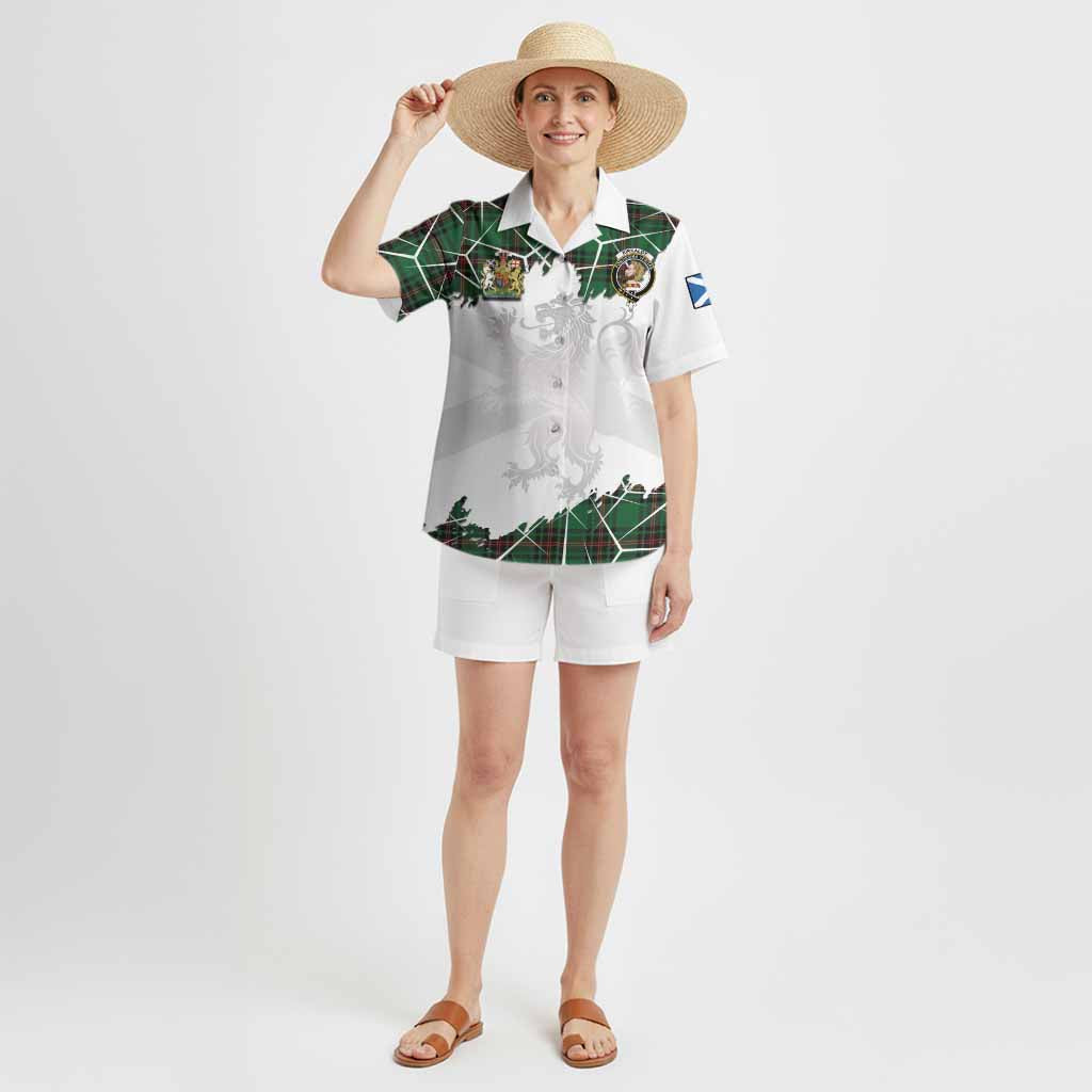 Kirkaldy Tartan Hawaiian Shirt with Family Crest and Lion Rampant Grunge Style