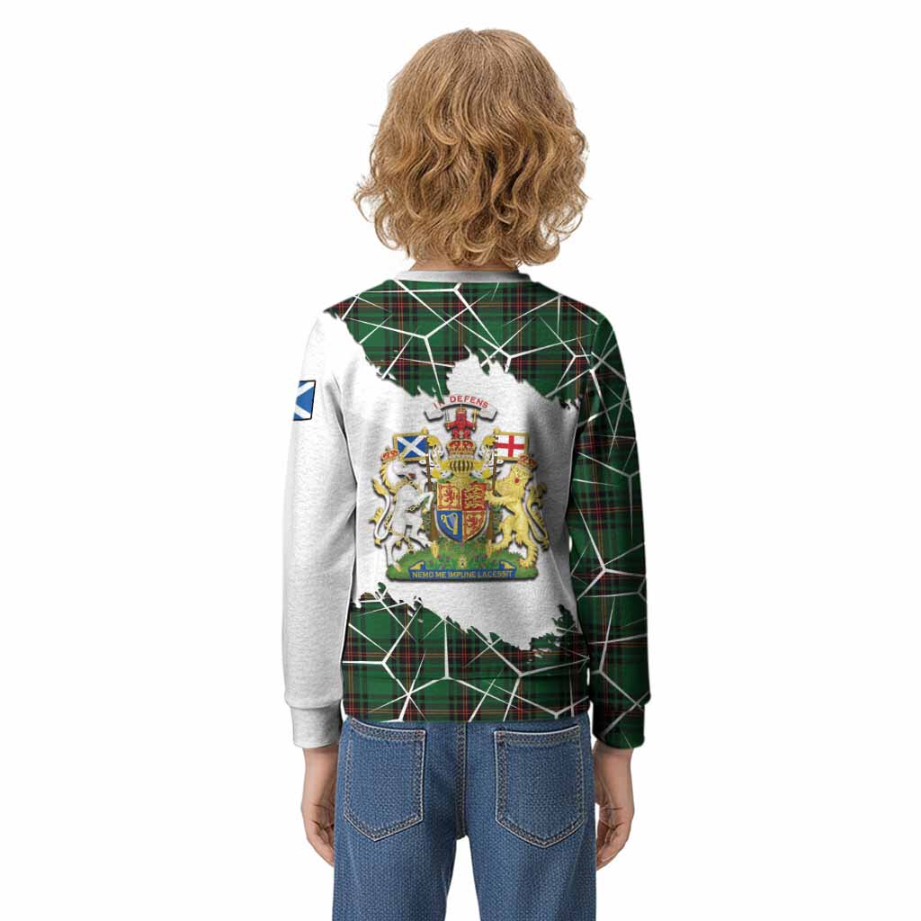 Kirkaldy Tartan Kid Knitted Sweatshirt with Family Crest and Lion Rampant Grunge Style