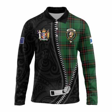 Kirkaldy Tartan Long Sleeve Polo Shirt New Zealand Pattern Unique Zipper Stylized