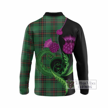 Kirkaldy Tartan Long Sleeve Polo Shirt Traditional Scottish Thistle