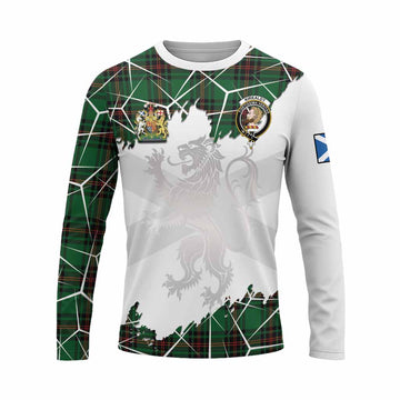 Kirkaldy Tartan Long Sleeve T-Shirt with Family Crest and Lion Rampant Grunge Style
