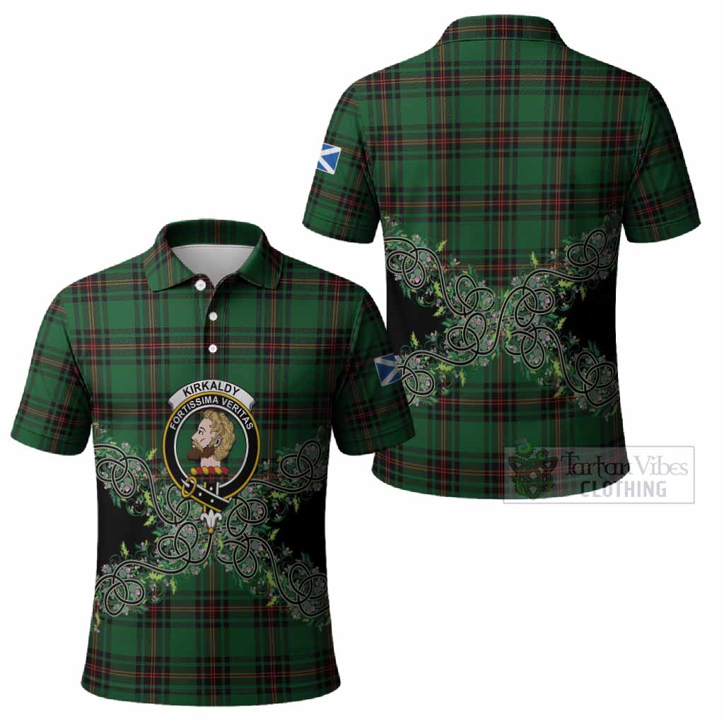 Kirkaldy Tartan Polo Shirt Thistle Scottish Spirit