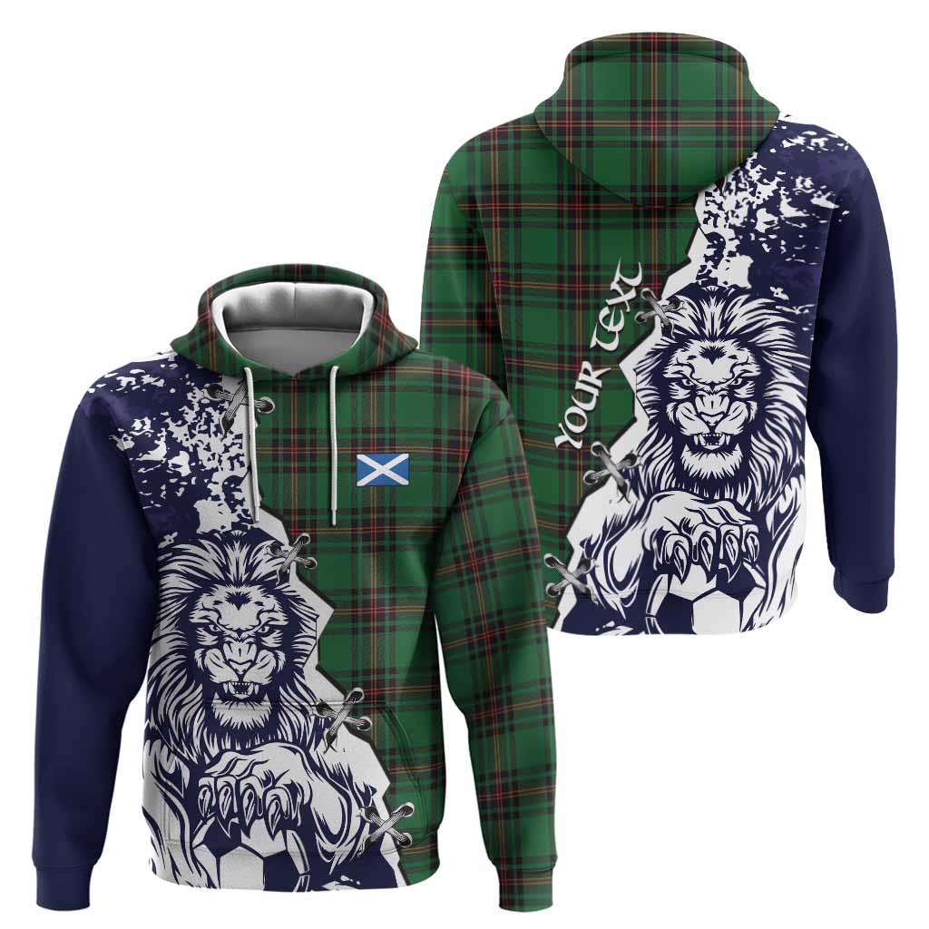 Kirkaldy Tartan Scottish Hoodie Angry Lion With Soccer Ball Style