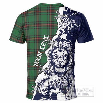 Kirkaldy Tartan Scottish T-Shirt Angry Lion With Soccer Ball Style
