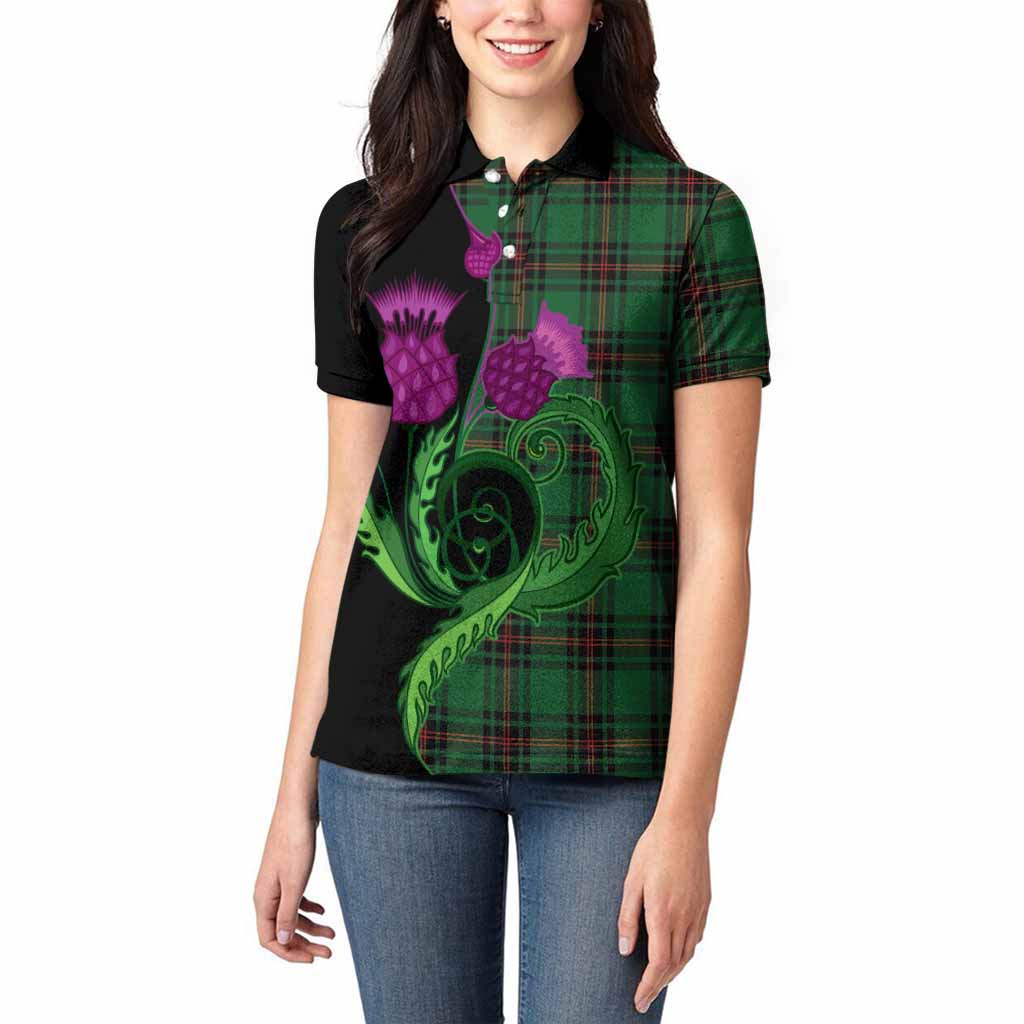 Kirkaldy Tartan Women Polo Shirt Traditional Scottish Thistle