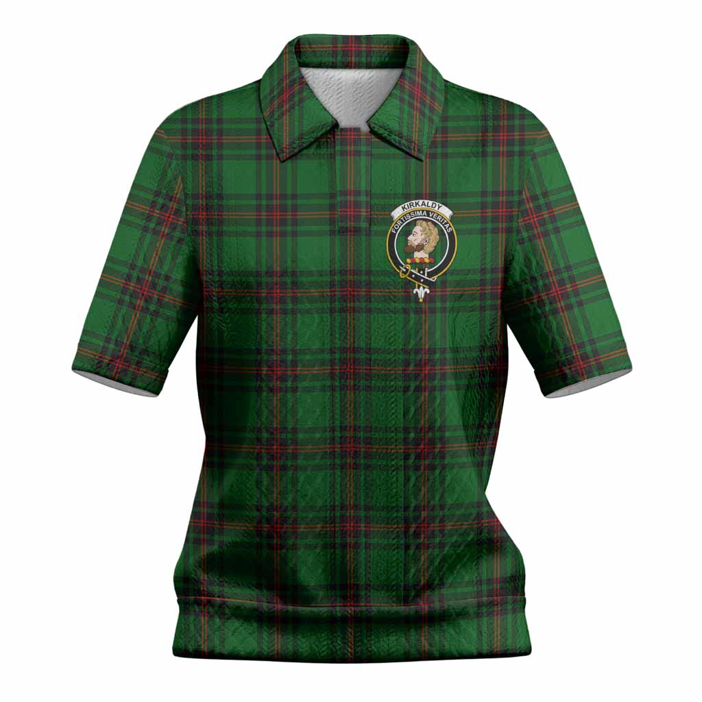 Kirkaldy Tartan Women’s Polo Sweater Top with Family Crest